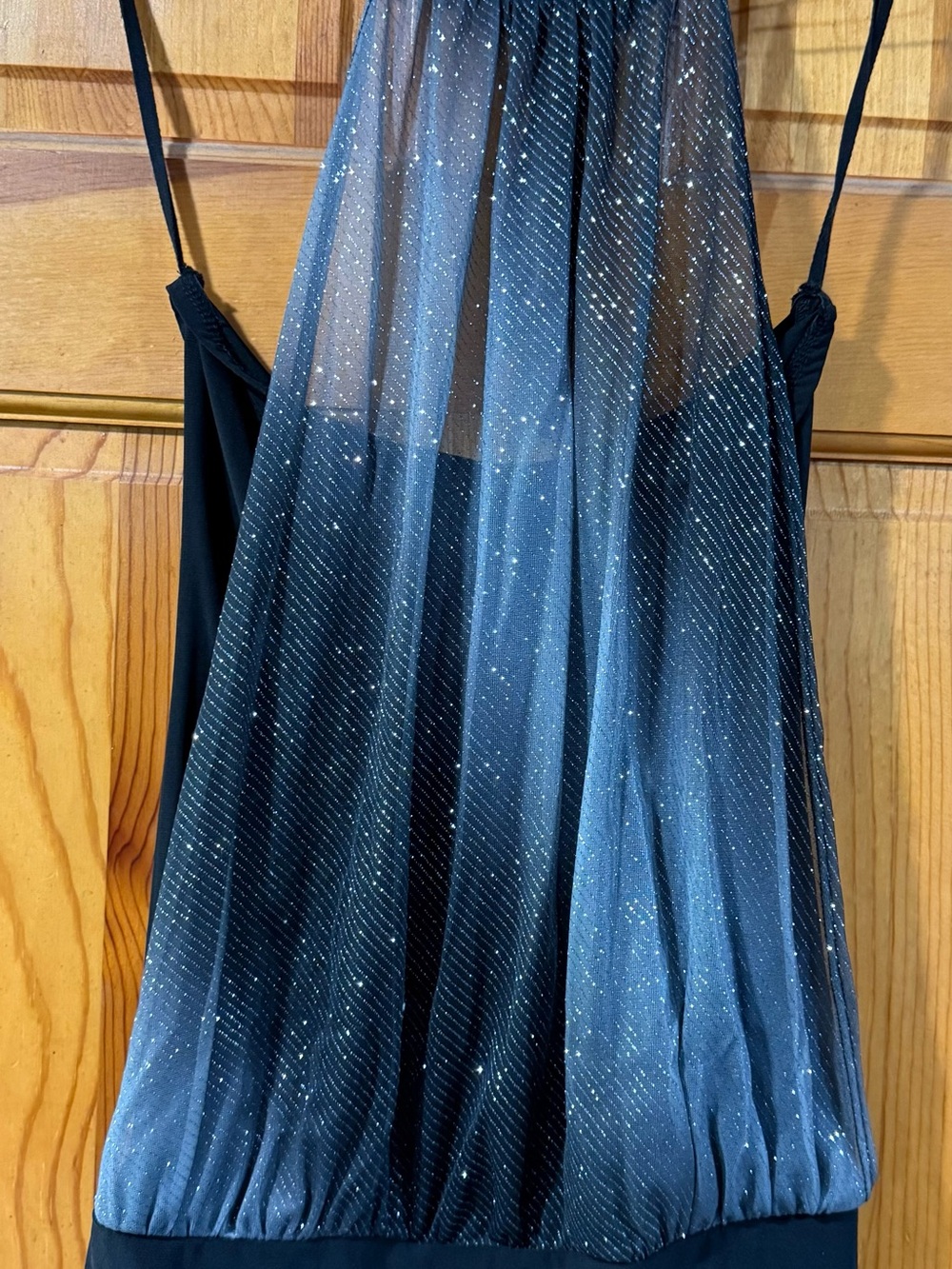 Black Sparkle Halter-Style Evening Top